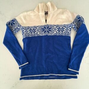 Eddie Bauer Blue and Cream Nordic  Sweater